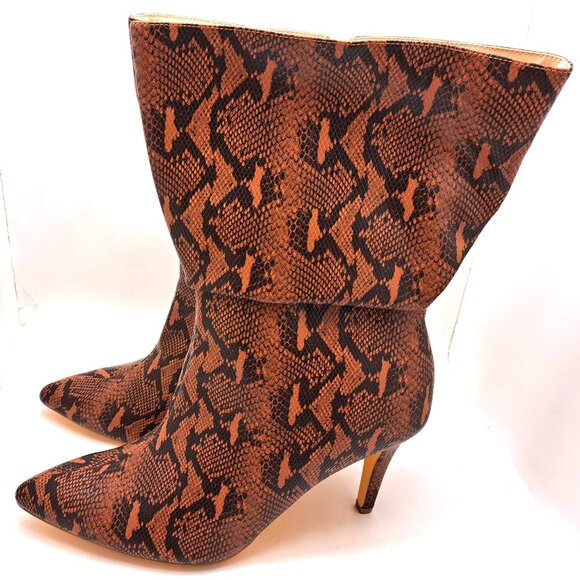 Fashion to Figure Fawn Snake Print Mid-Calf Slouch Boot - Size 12 - Picture 3 of 13
